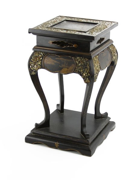 Vintage Japanese Inlaid Wooden End Table. Wear to Surfa (1 of 1)