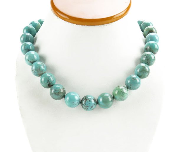 Vintage Turquoise Beaded Necklace with Sterling Silver (1 of 1)