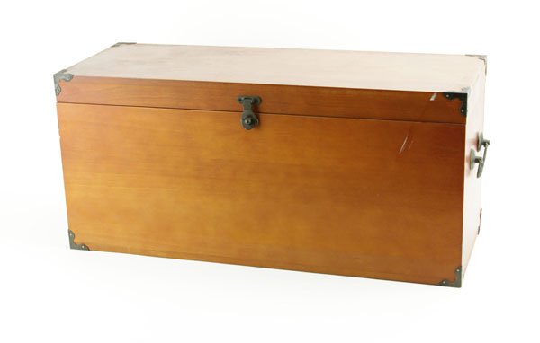 Wooden Storage Trunk with Brass Handles. Minor Wear, Sc (1 of 1)