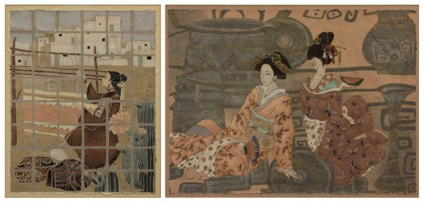 Donald Lee Framed Painting Geisha Girls along with Fram (1 of 1)