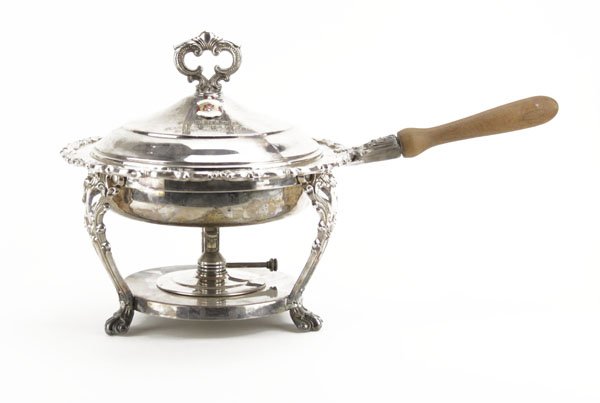 Vintage Silver Plated Warmer with Wooden Handle. Monogr (1 of 1)