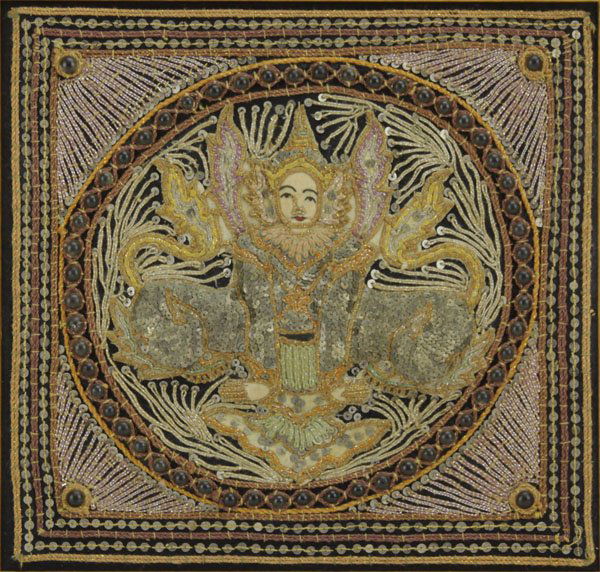 Old Thai Goddess Embroidered Wall Art. Good Condition. (1 of 1)