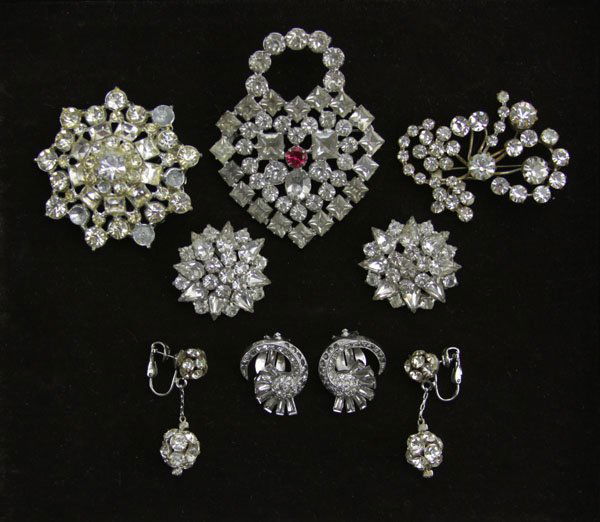 Lot of Vintage Ladies Pins and Earrings. Includes Weiss (1 of 1)