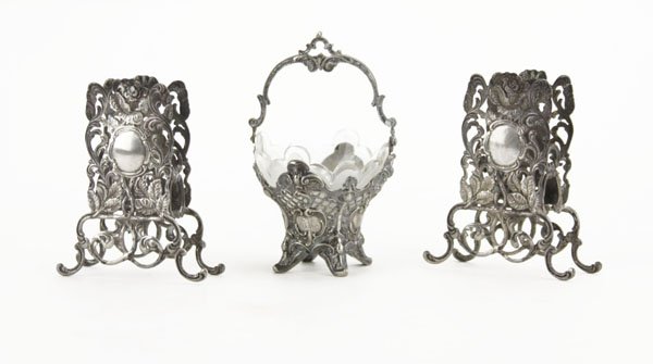 Sterling Silver Filigree Miniature Salt along with Two (1 of 1)