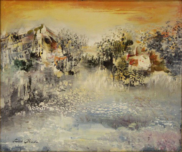 Signed Koen Okada (Japanese, b. 1919) Oil on Canvas "La (1 of 1)