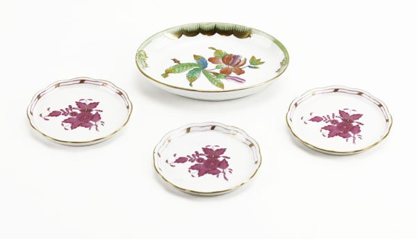 Four (4) Small Herend Porcelain Dishes. Marked to Base. (1 of 1)