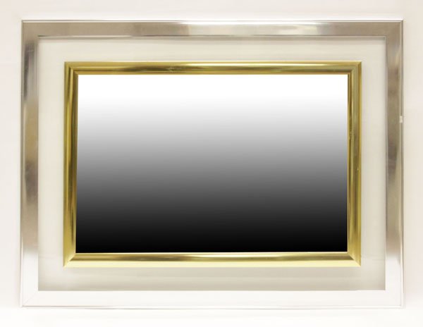 Contemporary Glass and Brush Metal Wall Mirror. Good Co (1 of 1)