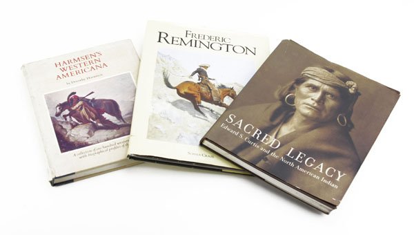 Three (3) Assorted Books Includes Sacred Legacy, Freder: Three (3) Assorted Books Includes Sacred Legacy, Frederic Remington, and Harmsen's Western Americana. Shipping $35.00