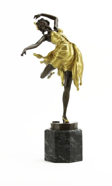 Signed B. Zach Bronze Sculpture of a Dancer on Marble (1 of 1)