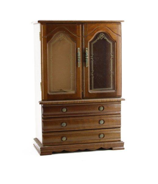 Contemporary Wood and Glass Jewelry Case. Good (1 of 1)