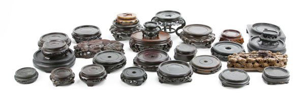 Box Lot of Assorted Oriental Wooden Stands. Please (1 of 1)