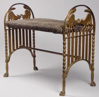 Art Deco Iron Cat Bench: Art Deco Iron Cat Bench. 25" wide, 21" tall, 12" deep.