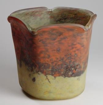 Lg. DAUM NANCY VASE: Lg. DAUM NANCY VASE 8"H x 9"W.