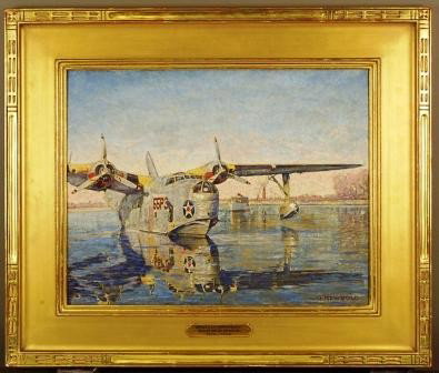 O/C MARTIN MARINER George Newbold: O/C "MARTIN MARINER" signed G.Newbold. Inage 15" x 20". Overall 22" x 26".