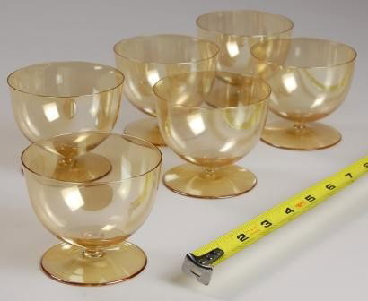 J.&L. Lobmeyr Vienna. 6 Cocktail Glasses: Lobmeyr glass Vienna, Austria Circa 1930. Thin colorless glass with golden lustre. 6 Cocktail glasses. Each 2-3/4" tall See other Lobmeyr glass in this auction. $20 SHIPPING TO EUROPE ON THIS ITEM! Fr