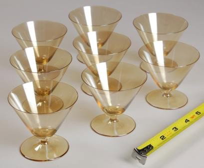 J. &.L. LOBMEYR, VIENNA 8 Liquor/ Martini Glasses: Lobmeyr glass Vienna, Austria Circa 1930. Thin colorless glass with golden lustre. 8 liquor/ Martini glasses. Each 2-3/4" tall. See other Lobmeyr glass in this auction. Free shipping to Europe if one 