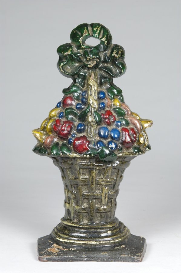 Lg Fruit Basket Cast Iron Doorstop. 14-1/2" tall: Lg Fruit Basket Cast Iron Doorstop. 14-1/2" tall