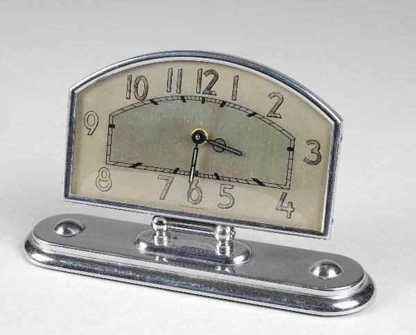 Art Deco Chrome Desk Clock: Art Deco Chrome Desk Clock 4"H.