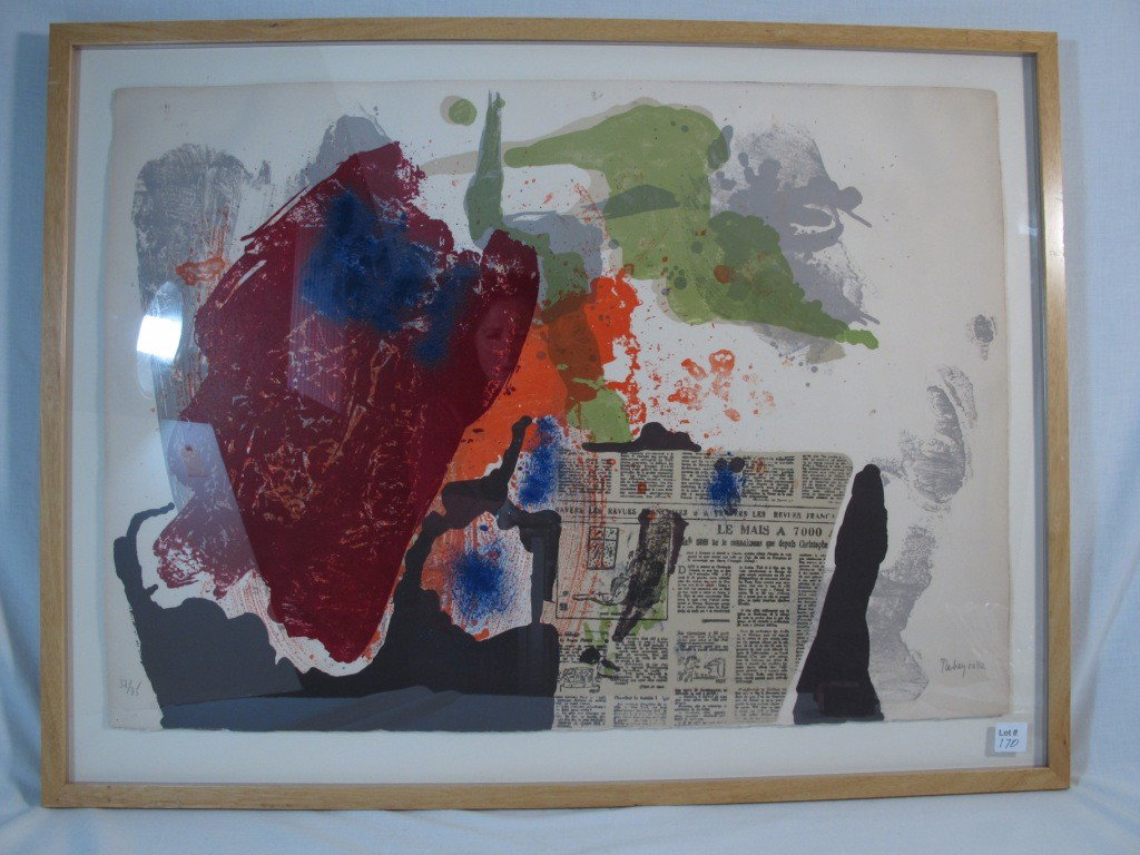 Paul Rebeyrolle Signed Limited Edition Lithho: Framed signed limited edition 37/75 on paper. 21" x 30" image, 26" x 34" framed