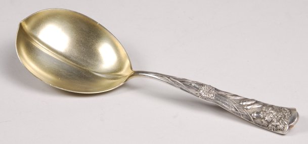 Shreve, Crump and Lowe Sterling Silver Serving Spo: Pat. 1889, monogramed on reverse. 8", Corrected weight-2.5 oz t.