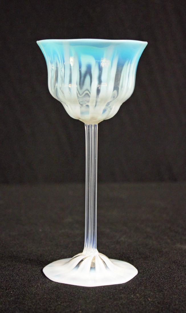 Tiffany Blue Pastel Art Glass Goblet (1 of 5)