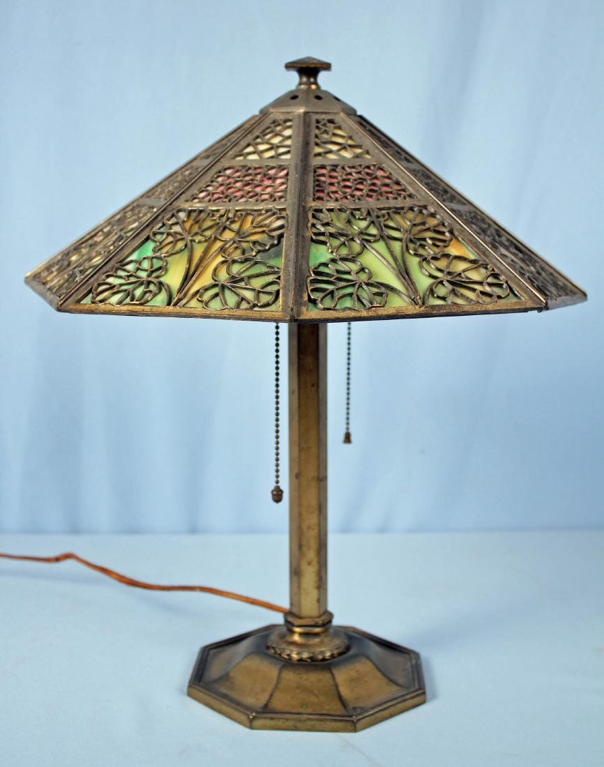 Bradley & Hubbard Arts & Crafts Slag Glass Lamp (1 of 7)