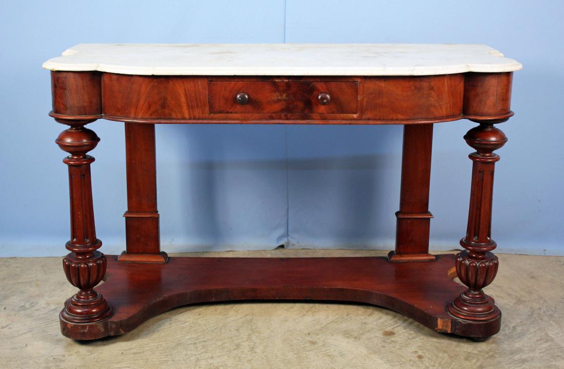 Mid 19th C. Marble Top Console Table w/ Drawer (1 of 4)