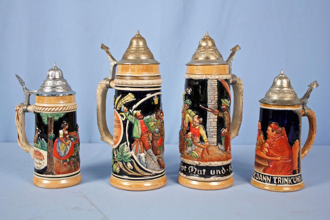 Four German Beer Steins Incl. Gag Stein (1 of 4)