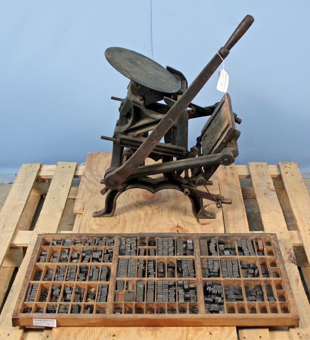 Early Cast Iron Printing Press with Type and Tray (1 of 5)