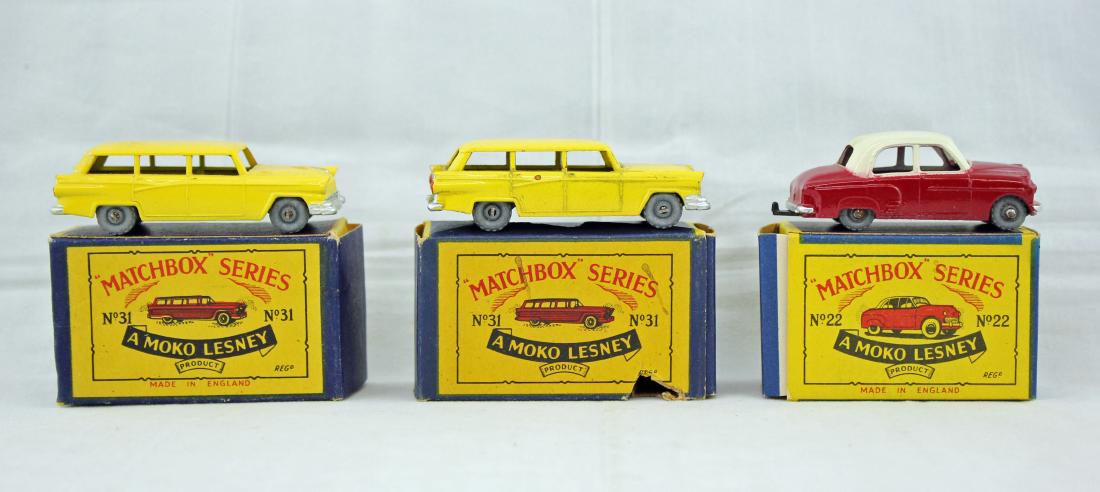 3 Lesney Matchbox Cars #31 Wagon & #22 Vauxhall (1 of 5)