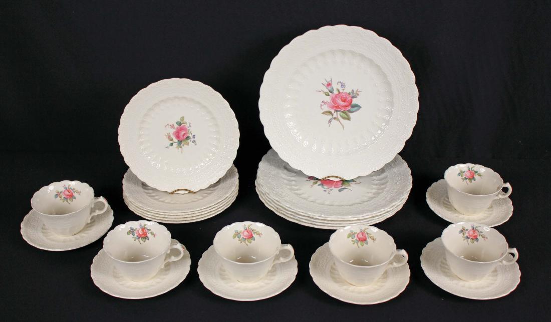 Copeland Spode Billingsley Rose Jewel 24 Pcs Set: Copeland Spode Billingsley Rose Jewel Form China Set with 24 pieces. (6) 10.5" Dinner plates (6) cups (6) Saucers (6) 8" Plates