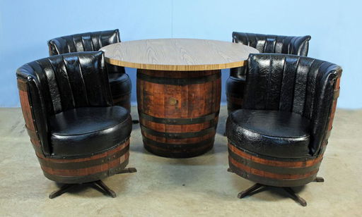 Jack Daniels Whiskey Barrel Table 4 Chairs