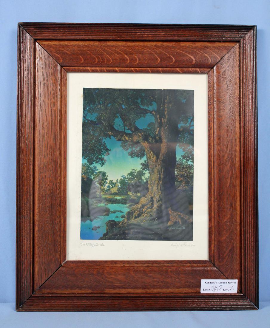 Maxfield Parrish "The Village Brook" Circa 1940: Maxfield Parrish "The Village Brook" Circa 1940, Framed Print. in Period Oak Frame. Print measures 8" X 11" , mat measures 10" X 13.5" and overall frame measurement is 17" X 20.5"