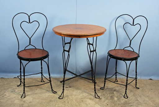 Wrought Iron Soda Fountain Table And Two Chairs Wrought Iron Soda Fountain Table And Two Chairs Placeholder