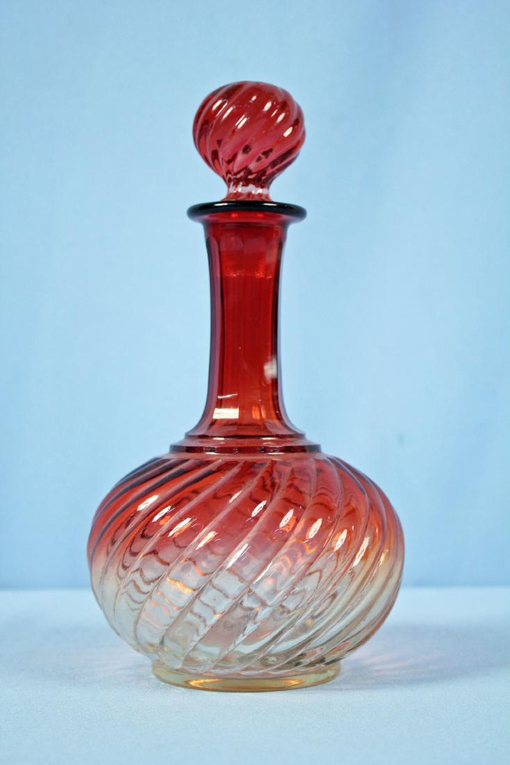 Baccarat Amberina Swirl Glass Liquor Decanter