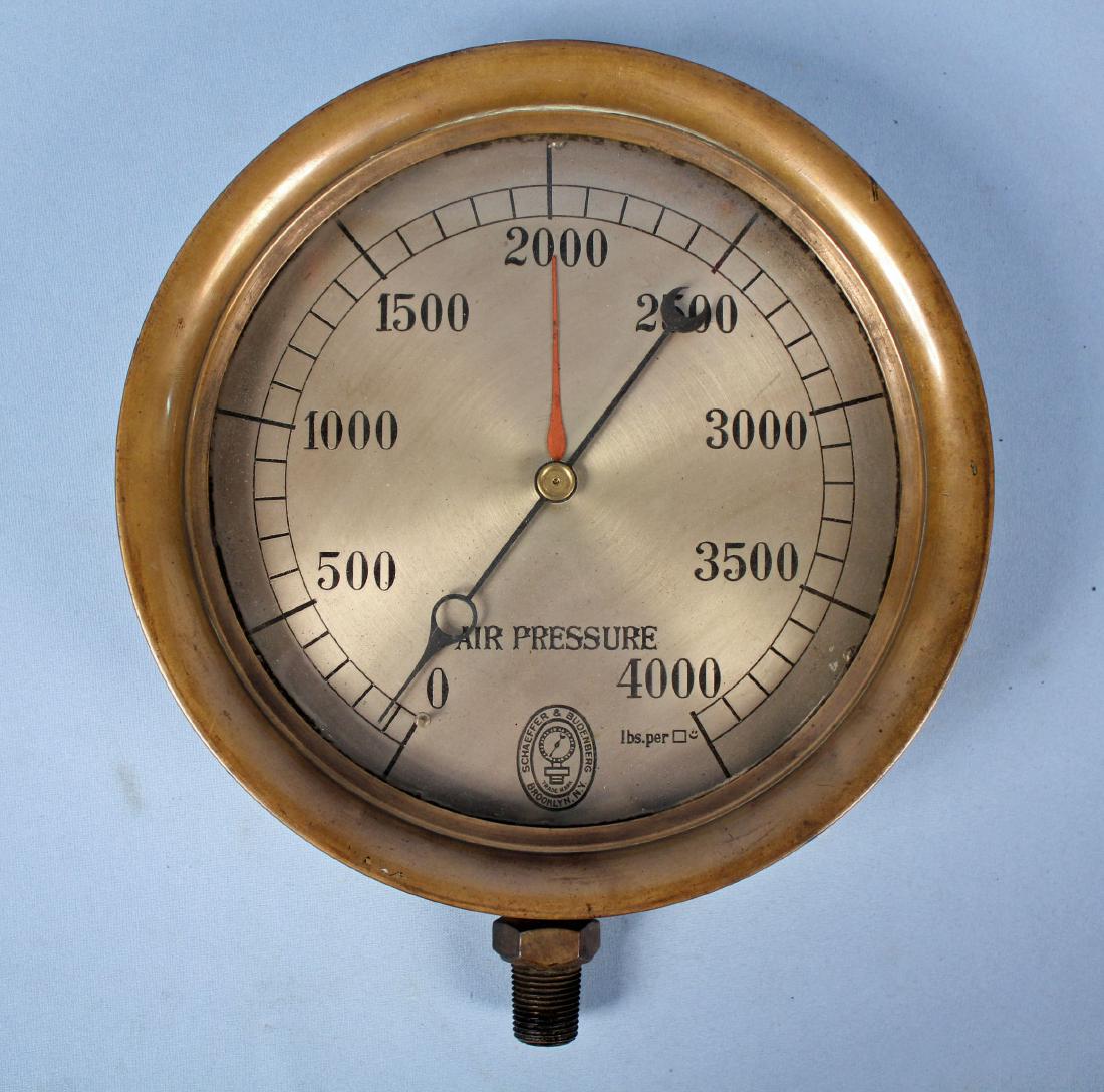 Large Brass Pressure Gauge Schaeffer & Budenberg (1 of 4)