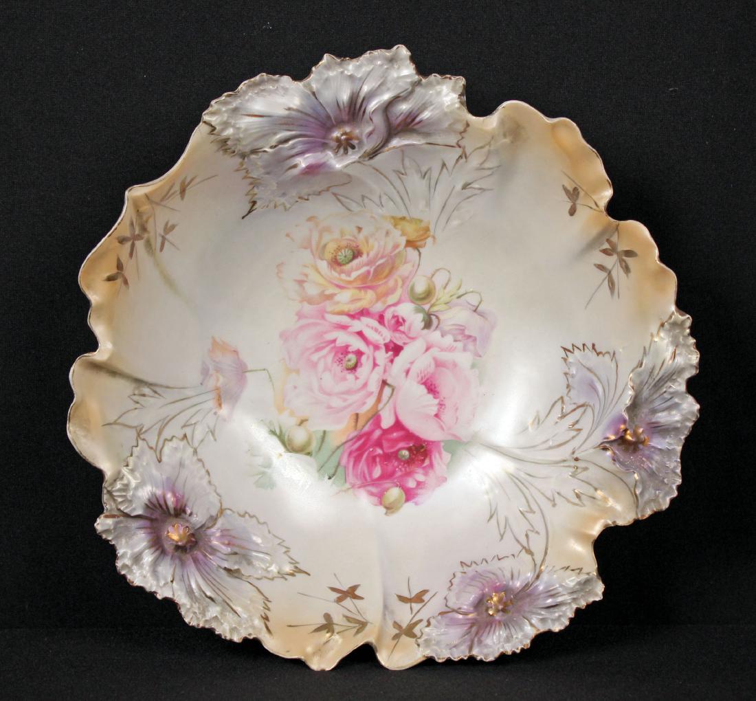R.S. Prussia Carnation Mold Bowl w/ Luster 10 3/8" (1 of 5)