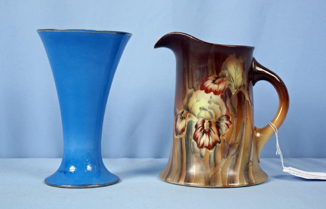 Two Pieces of Hand Painted Nippon, Pitcher & Vase (1 of 3)