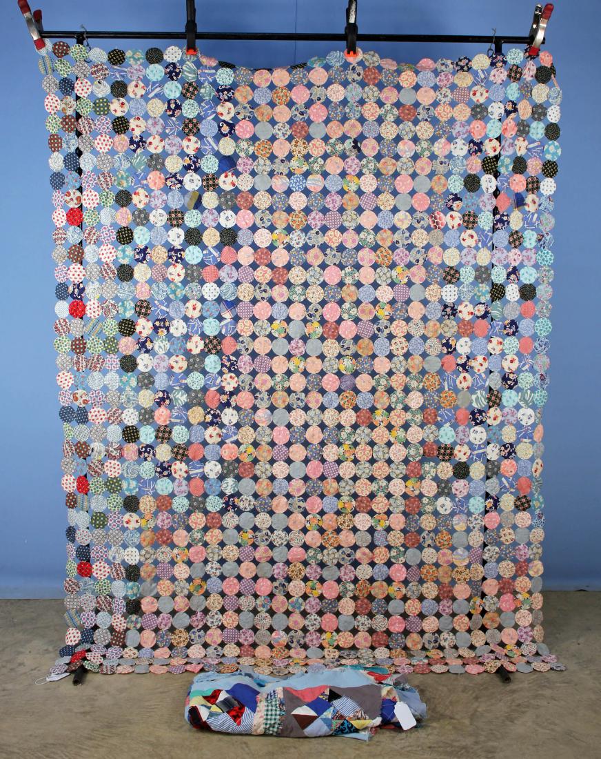 YoYo Bed Spread/Quilt Top, Multi Colored Quilt Top (1 of 5)