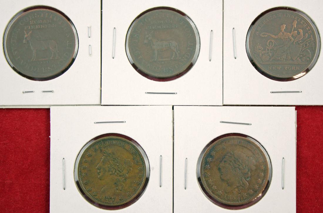 Five Hard Times tokens, 1833, 1837, (1 of 8)
