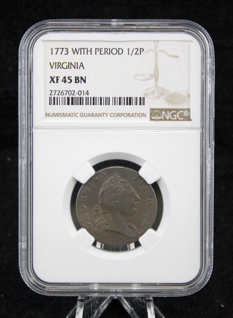 1773 Virginia 1/2 Penny (1 of 4)