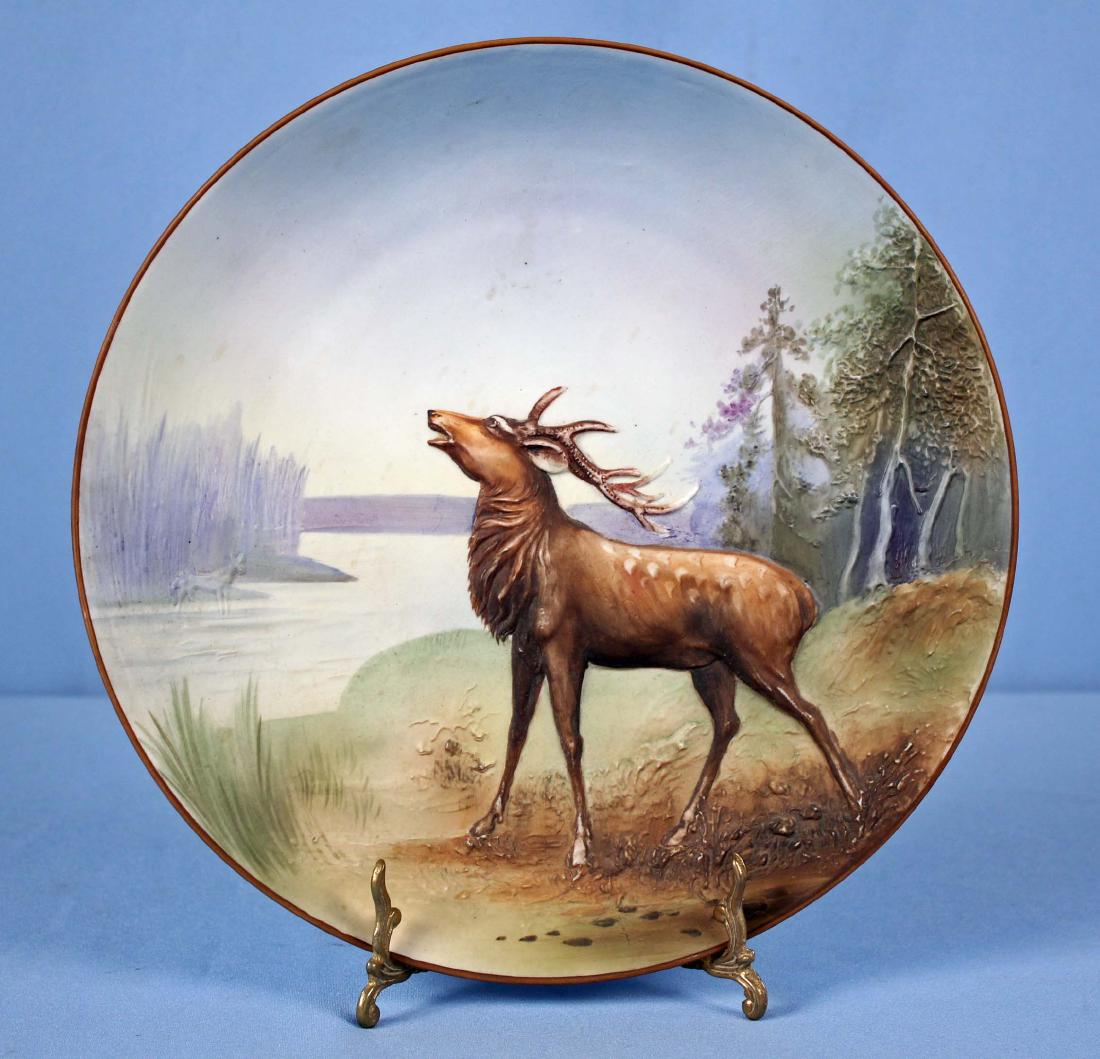 Scarce Nippon Blow Out 10 3/4" Elk Relief Plaque (1 of 4)