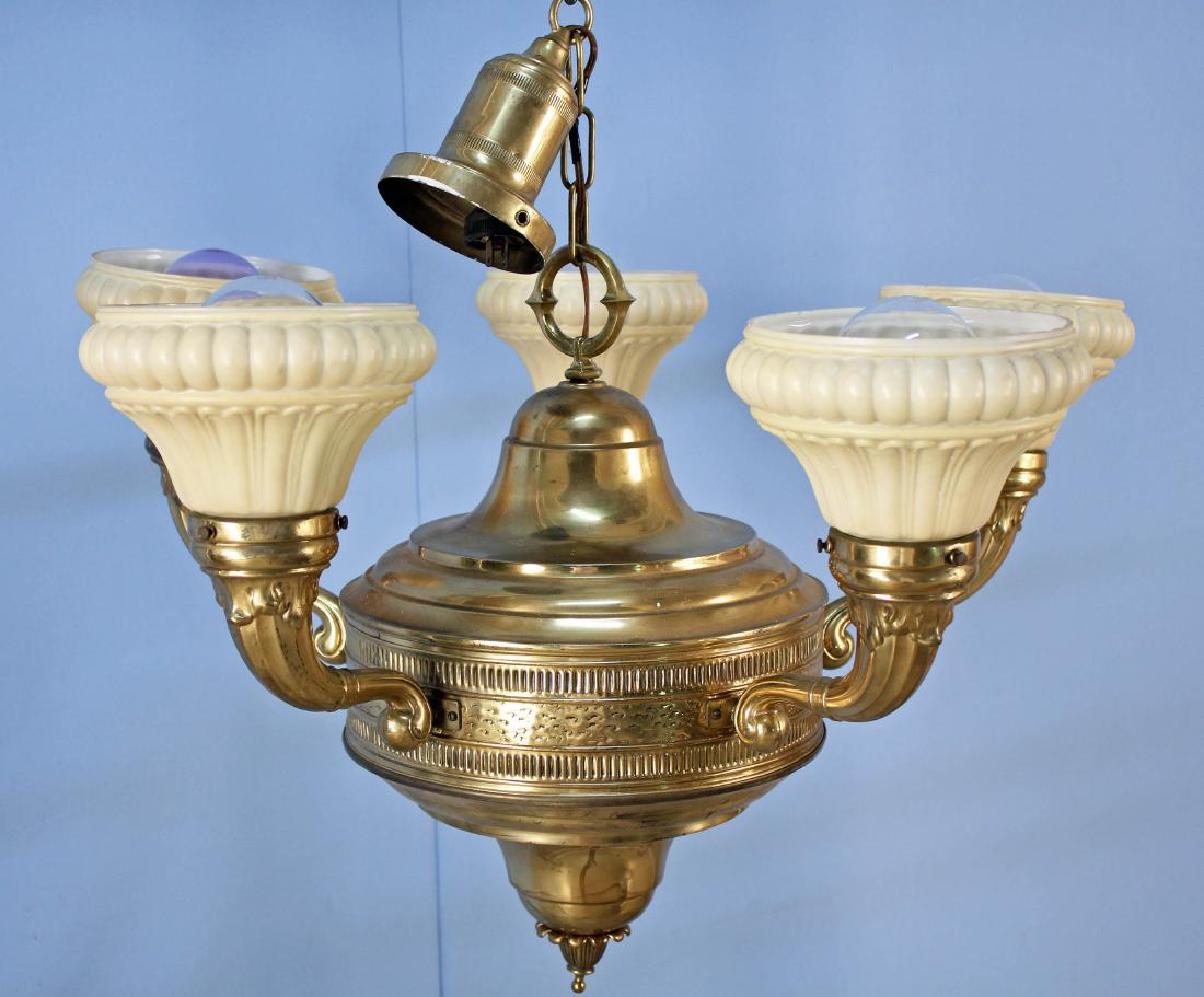 Brass 5 Light Grecian Style Hanging Fixture (1 of 4)