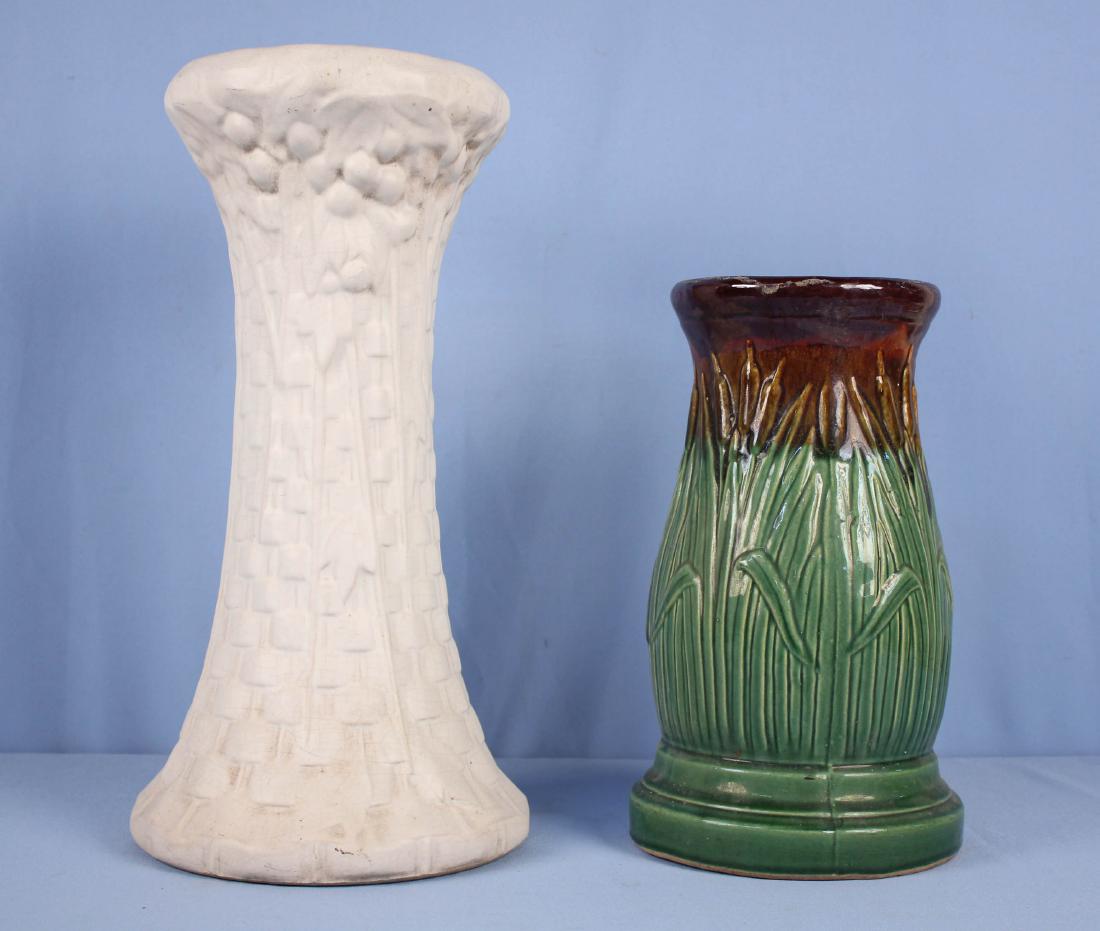 Two McCoy Pottery Pedestals and Jardinieres