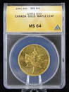 1981 Canada $50 Gold Maple Leaf, ANACS MS 64