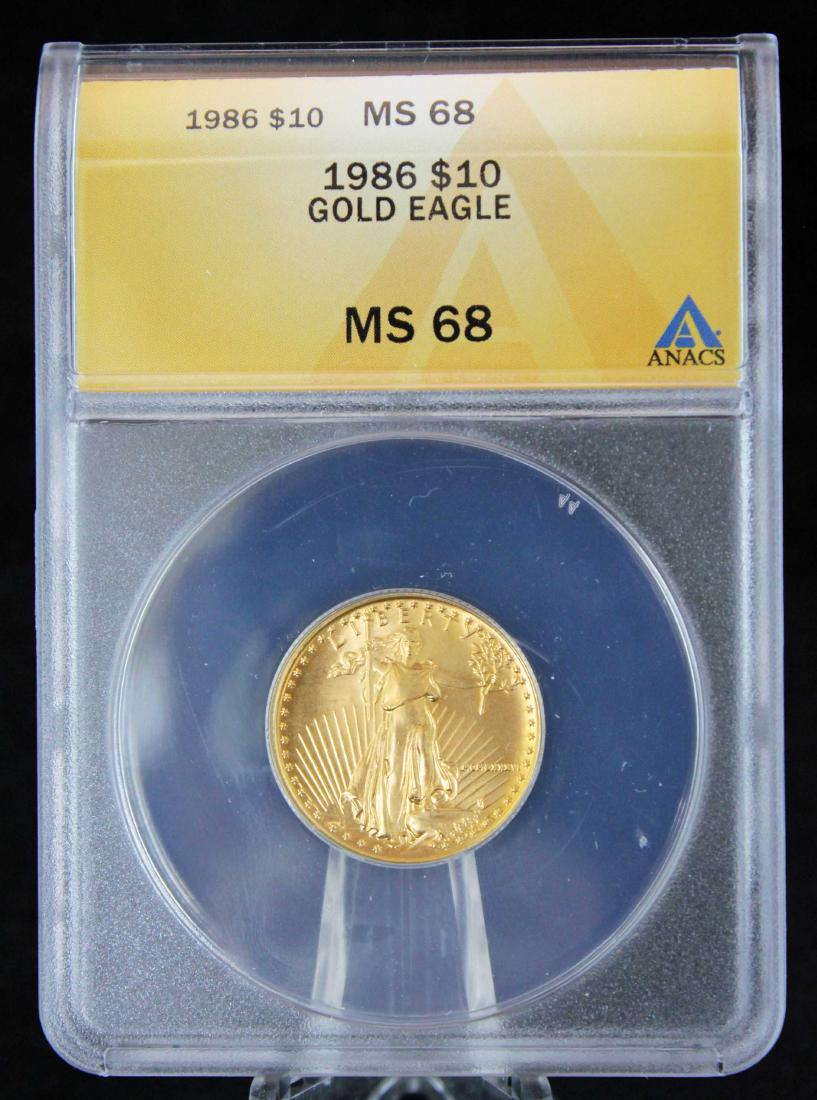 1986 $10 1/4 Troy Oz. Gold Eagle ANACS MS 68 (1 of 4)
