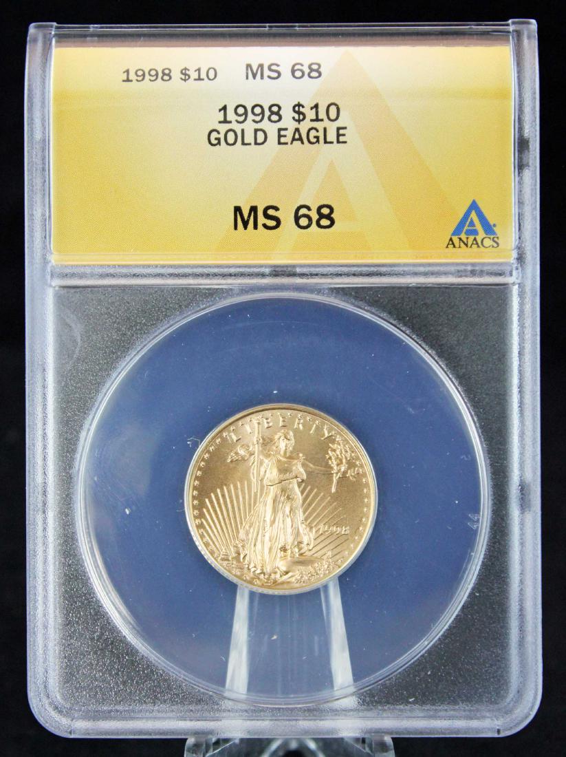 1998 $10 1/4 Troy Oz. Gold Eagle ANACS MS 68 (1 of 4)