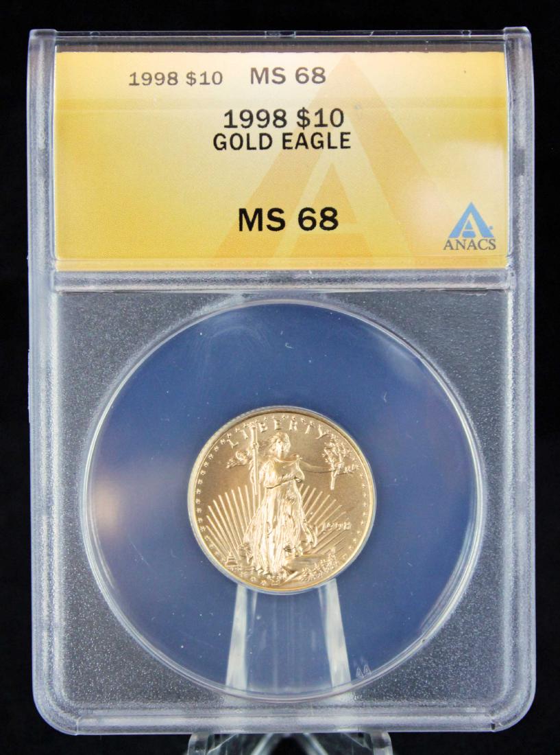 1998 $10 1/4 Troy Oz. Gold Eagle ANACS MS 68 (1 of 4)