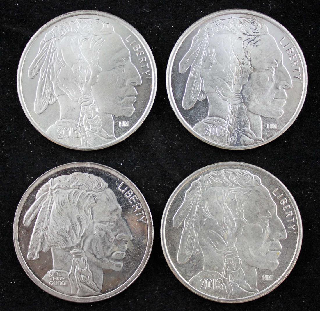 Four 1 Troy Oz. .999 Fine Silver Buffalo Rounds (1 of 2)
