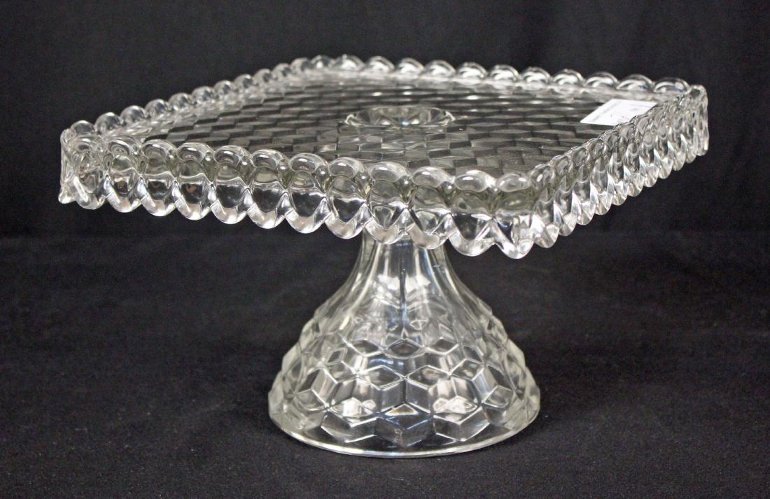 Fostoria American Pattern Square Cake Stand (1 of 3)
